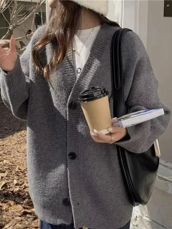 Heidi-Mode | Knopf Vielseitiger Damen Strickjacke Pullover