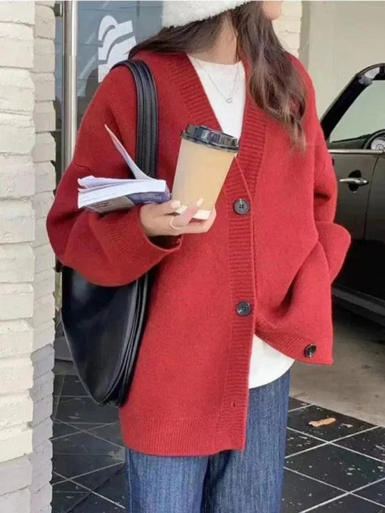 Heidi-Mode | Knopf Vielseitiger Damen Strickjacke Pullover