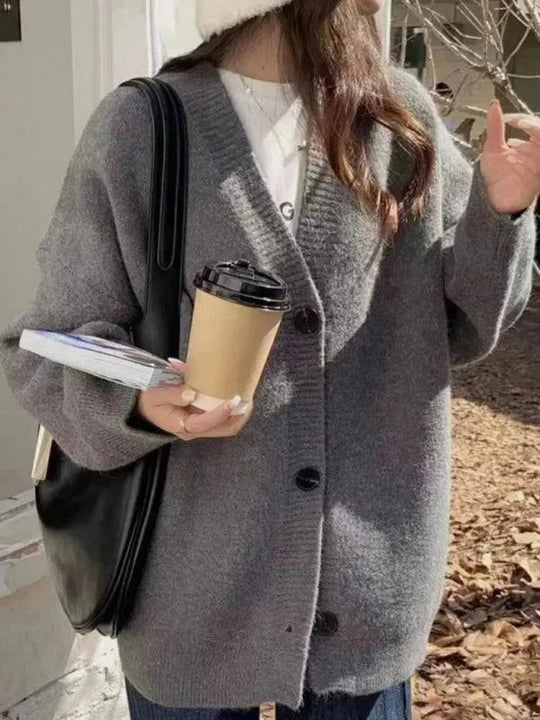 Heidi-Mode | Knopf Vielseitiger Damen Strickjacke Pullover