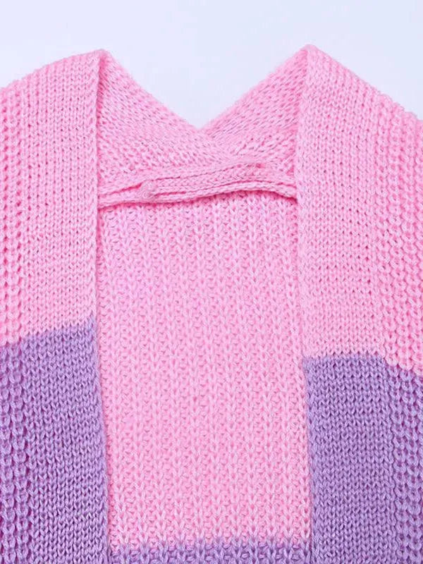 Heidi-Mode | Kontrastierende Gestreifte Strickjacke