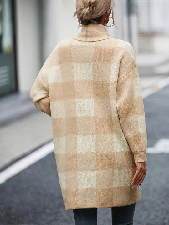 Heidi-Mode | Karierter Farbblock Strickjacke Pullover