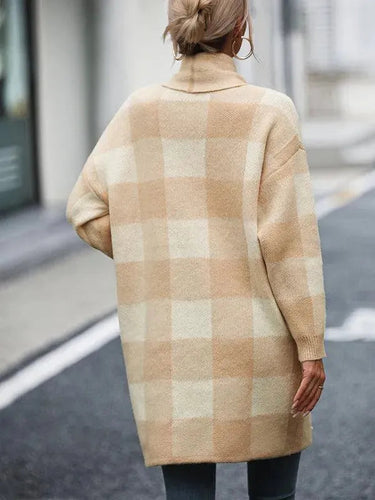 Heidi-Mode | Karierter Farbblock Strickjacke Pullover