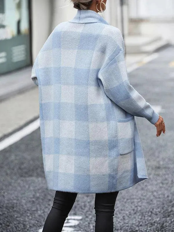 Heidi-Mode | Karierter Farbblock Strickjacke Pullover