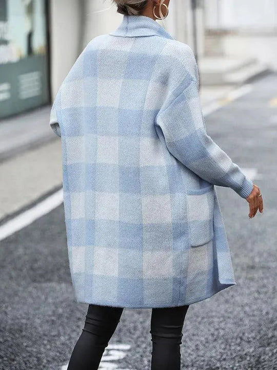 Heidi-Mode | Karierter Farbblock Strickjacke Pullover