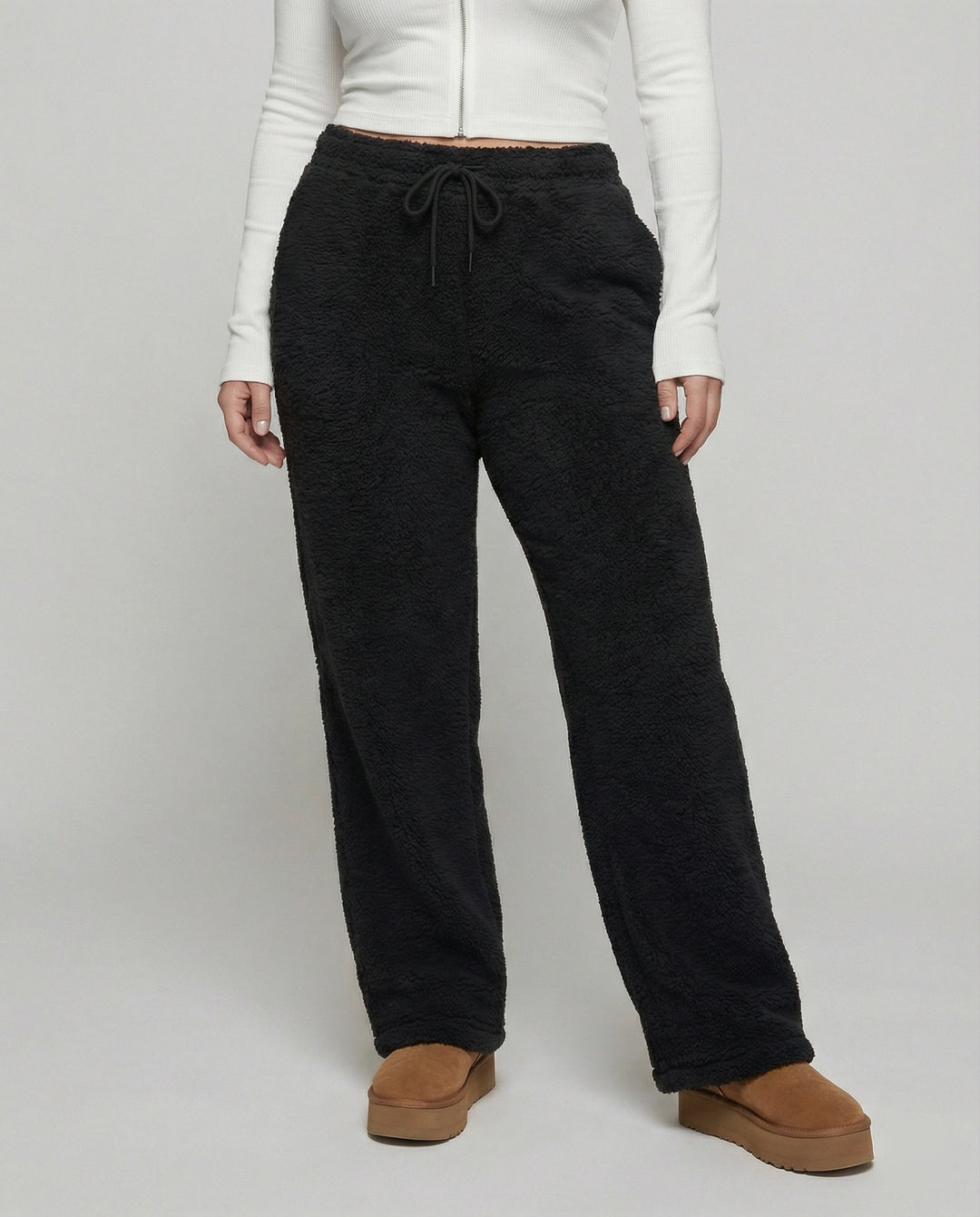 Damen kuschelige Fleece-Hose mit weitem Schnitt Heidi-Mode