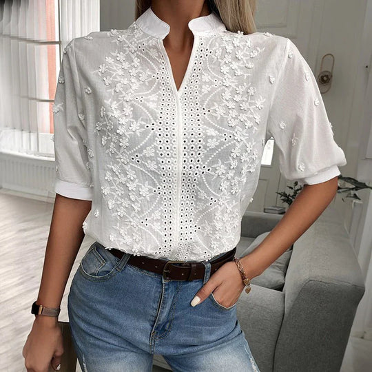 Heidi-Mode | Bestickte Baumwollbluse