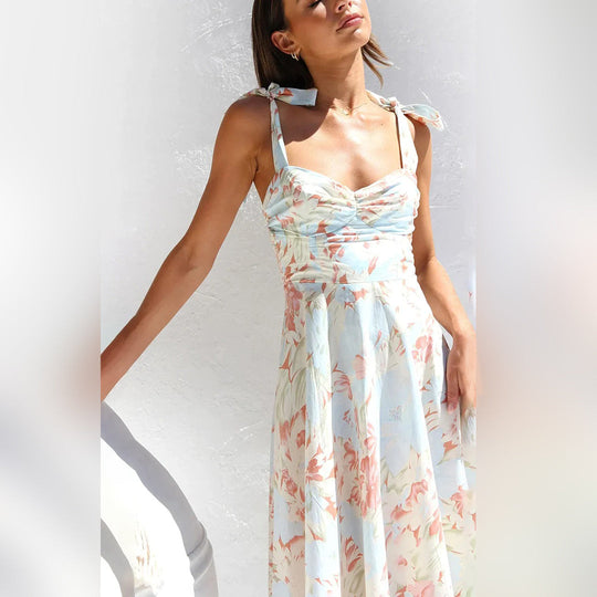 Heidi-Mode | Midikleid Elegant Einzigartiger Druck Ideal Für Den Frühling Für Damen