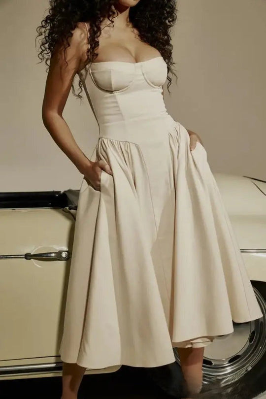 Heidi-Mode | Korsett Midikleid mit Ärmeln Attraktive Passform