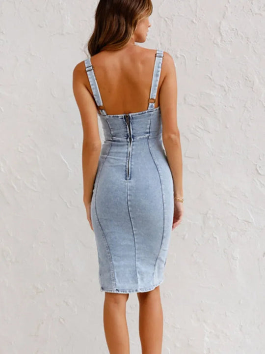 Denim-Kleid mit verstellbaren Trägern