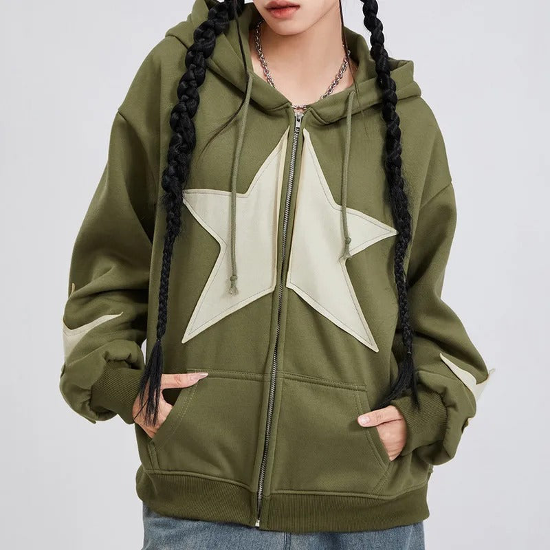 Heidi-Mode | Sweatjacke Mit Kapuze Mit Sternenprint Für Frauen