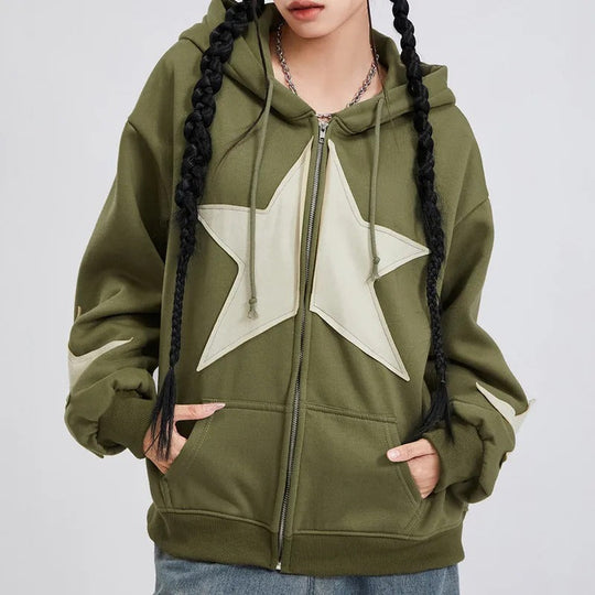 Heidi-Mode | Sweatjacke Mit Kapuze Mit Sternenprint Für Frauen
