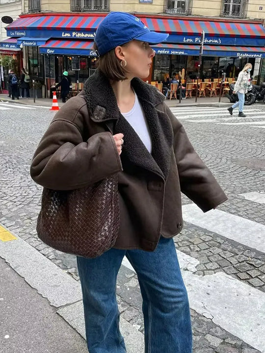 Braune Jacke in Übergröße