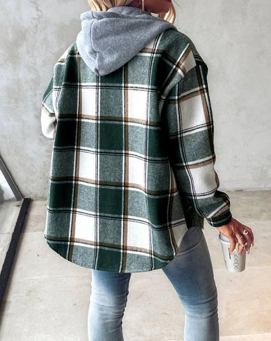 Heidi-Mode | Lässiger Hoodie Kariertes Hemd Jacke