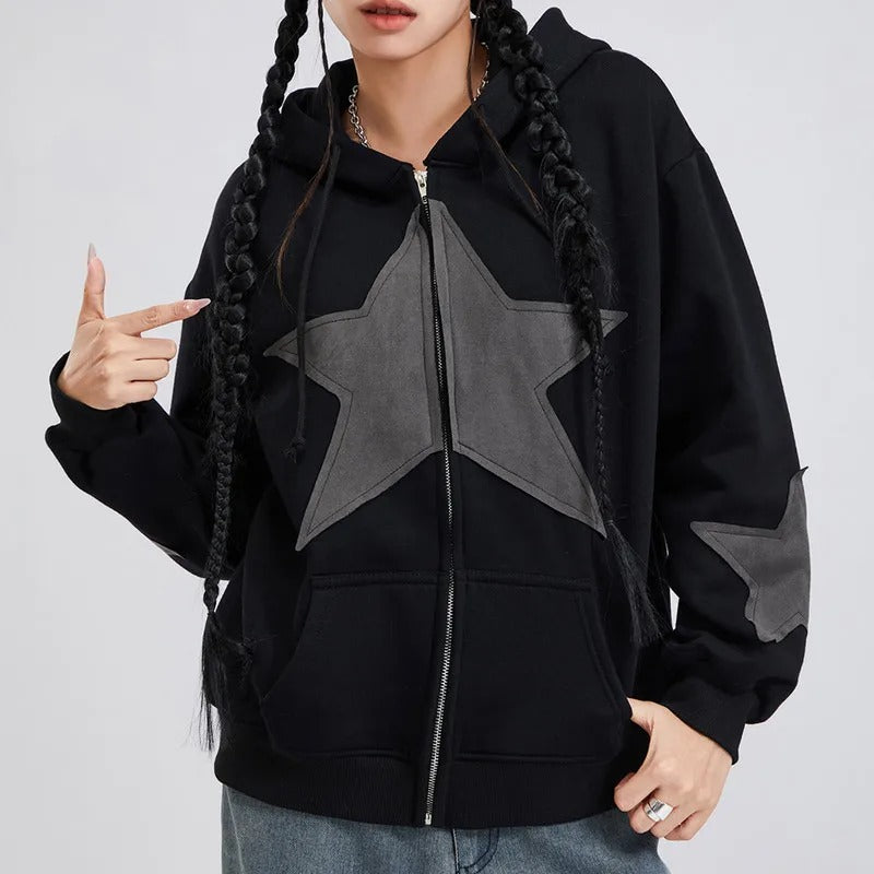 Heidi-Mode | Sweatjacke Mit Kapuze Mit Sternenprint Für Frauen