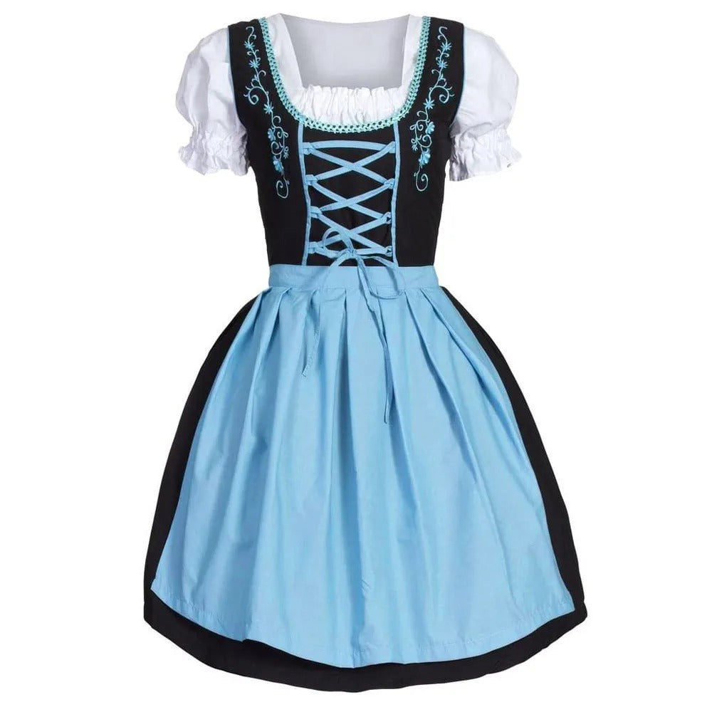 Heidi-Mode - Stilvolle Himmelblau Oktoberfest Dirndl mit Eleganter Stickerei für Frauen