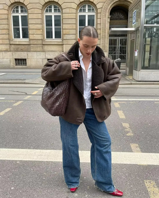 Braune Jacke in Übergröße