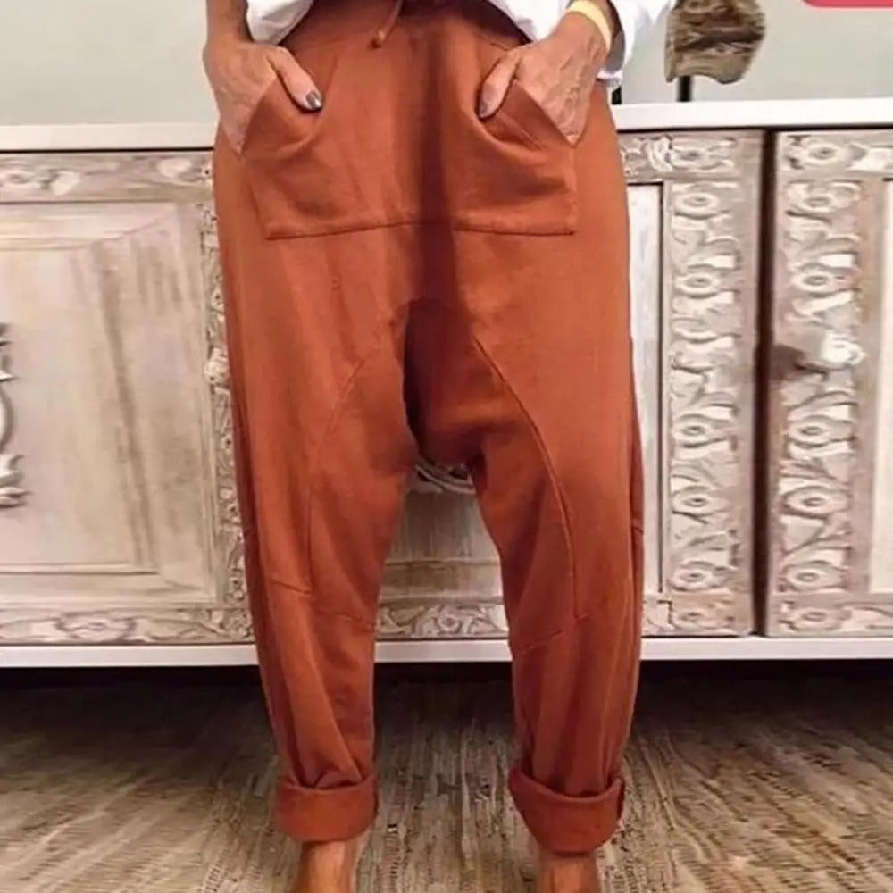 Heidi-Mode - Lässige Herbst Baggy-Hose mit Kordelzug für Frauen