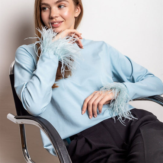 Langarmshirt mit Federn