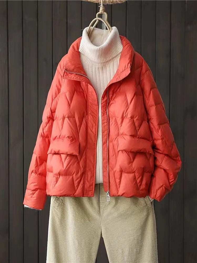 Heidi-Mode | Ultraleichte Wattierte Daunenjacke Mit Stehkragen Für Frauen