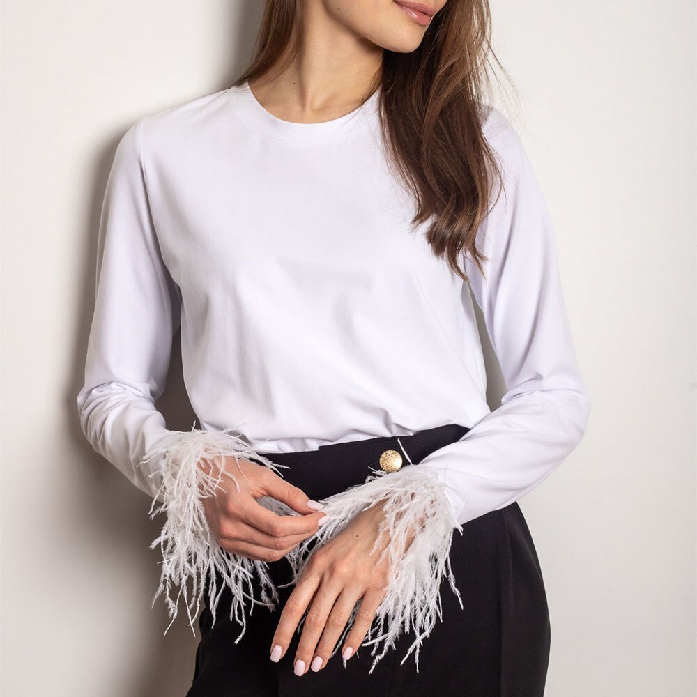 Langarmshirt mit Federn