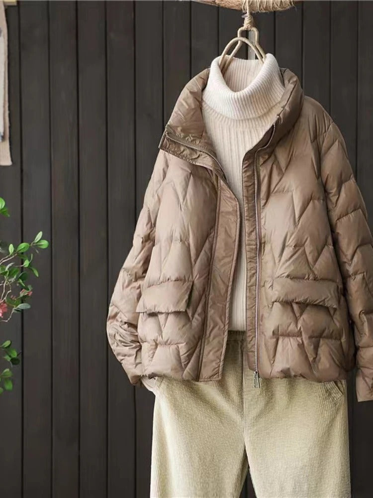 Heidi-Mode | Ultraleichte Wattierte Daunenjacke Mit Stehkragen Für Frauen