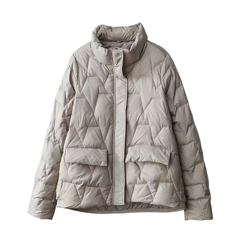 Heidi-Mode | Ultraleichte Wattierte Daunenjacke Mit Stehkragen Für Frauen