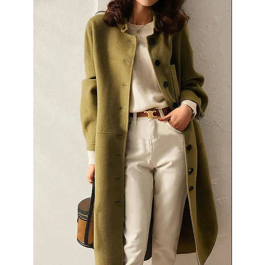 Heidi-Mode | Mantel Lang Elegante Silhouette Breite Revers Bequem Lockere Passform