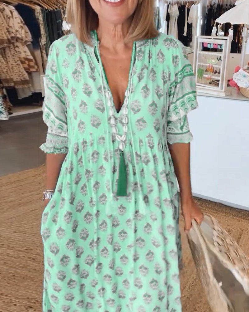 Heidi-Mode | Smarte Blumen V-Ausschnitt Kleid