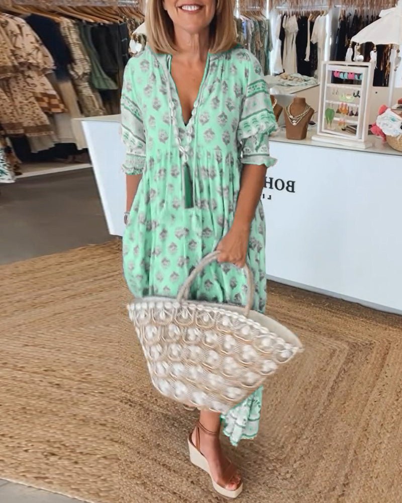Heidi-Mode | Smarte Blumen V-Ausschnitt Kleid