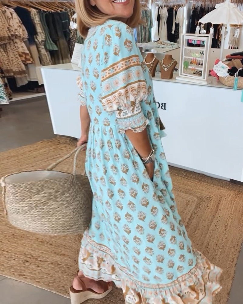 Heidi-Mode | Smarte Blumen V-Ausschnitt Kleid