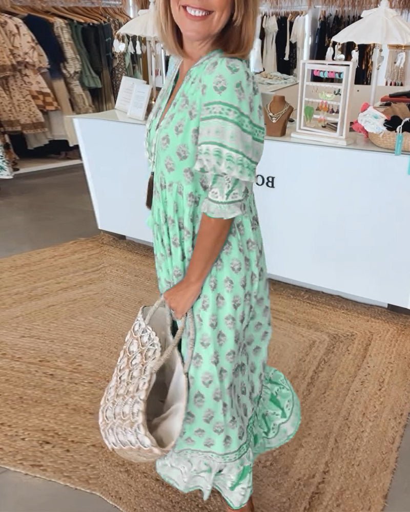 Heidi-Mode | Smarte Blumen V-Ausschnitt Kleid