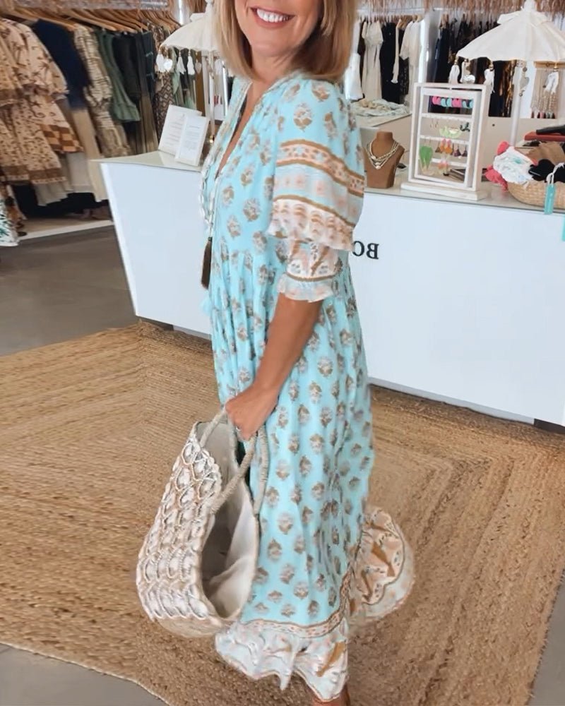 Heidi-Mode | Smarte Blumen V-Ausschnitt Kleid
