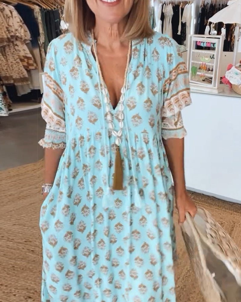 Heidi-Mode | Smarte Blumen V-Ausschnitt Kleid