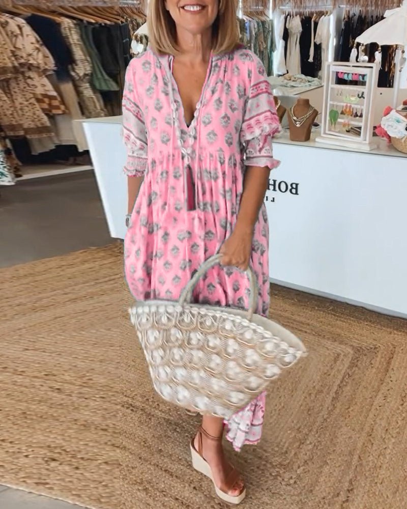 Heidi-Mode | Smarte Blumen V-Ausschnitt Kleid