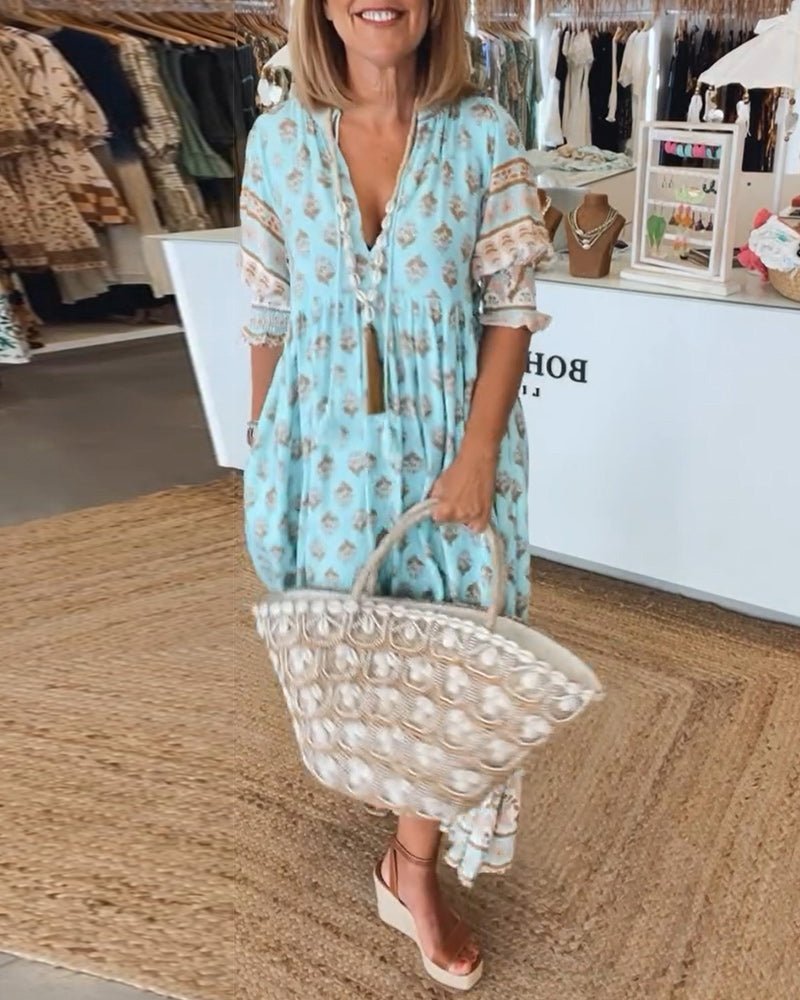 Heidi-Mode | Smarte Blumen V-Ausschnitt Kleid