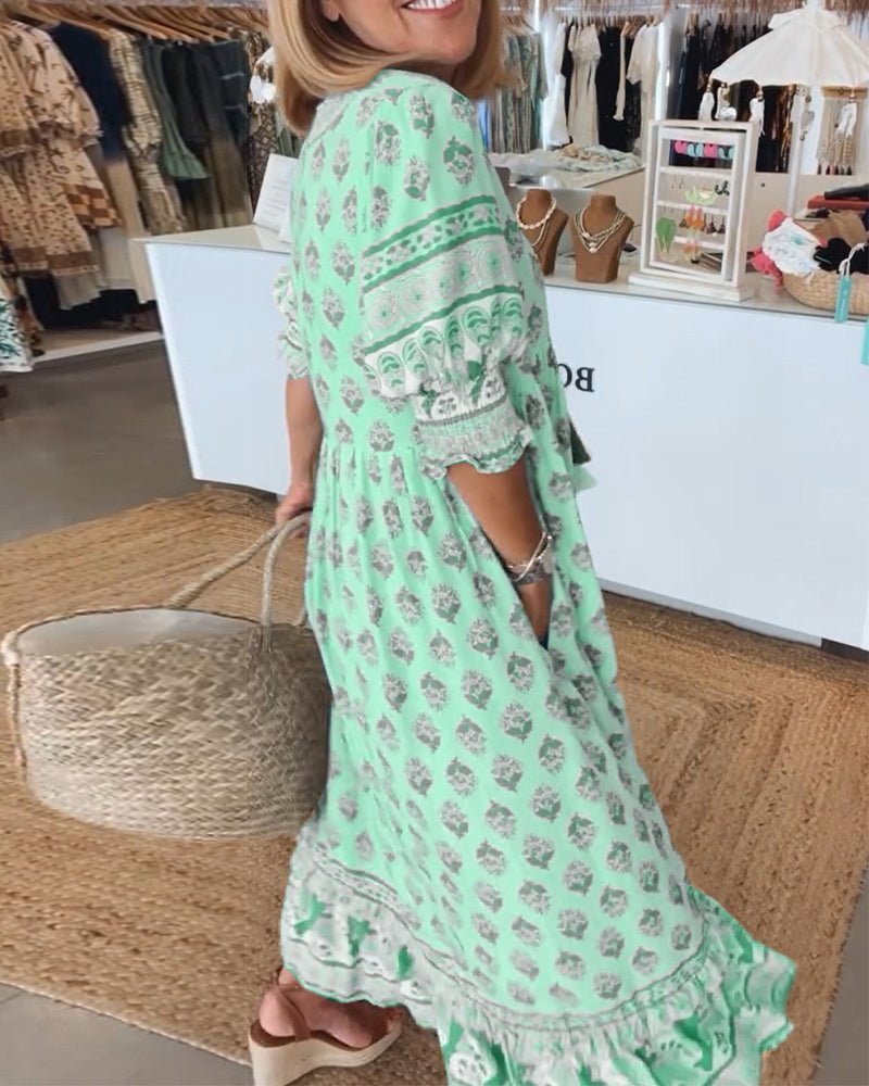 Heidi-Mode | Smarte Blumen V-Ausschnitt Kleid