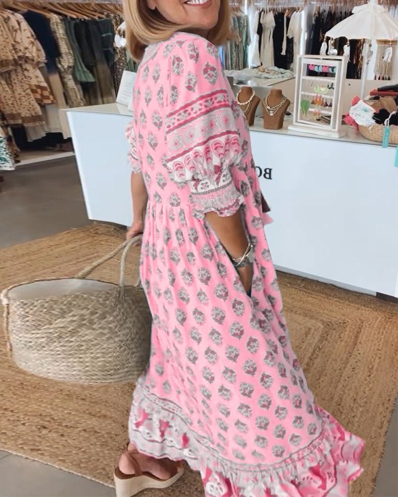 Heidi-Mode | Smarte Blumen V-Ausschnitt Kleid