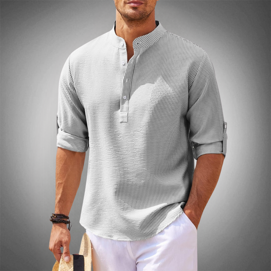 Weißes lässiges Henley-Shirt