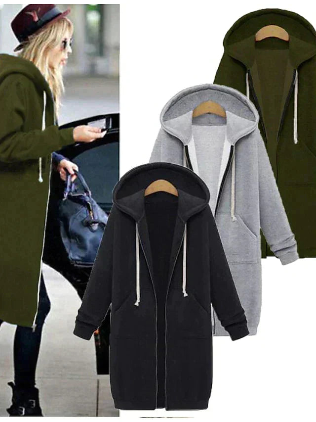 Heidi-Mode | Damen Lange Kapuzenjacke