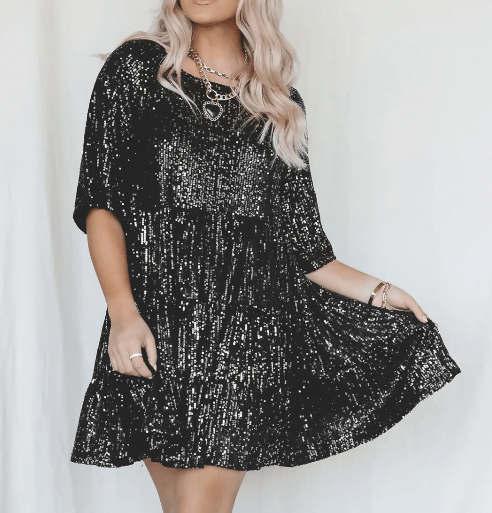Elegantes und schlankmachendes Paillettenkleid