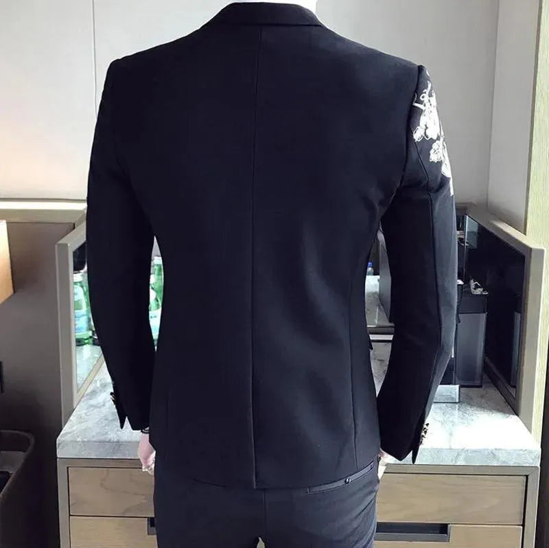 Heidi-Mode | Herren Blazer - Florales Goldmuster Freizeitblazer