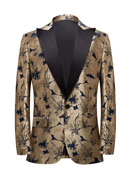 Heidi-Mode | Herren Blazer - Gold Muster Smoking Blazer