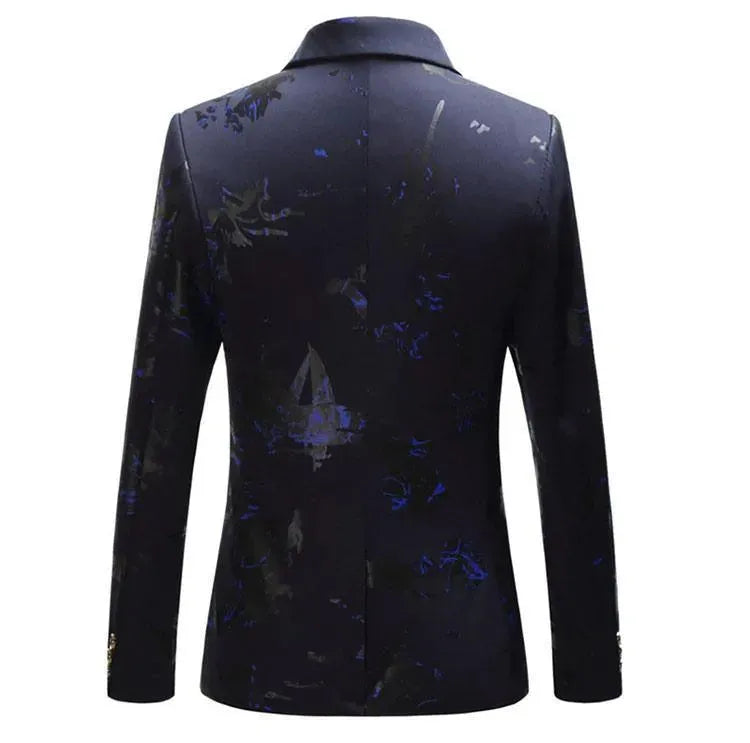 Heidi-Mode | Herren Blazer - Party Blazer mit blauen Drucken