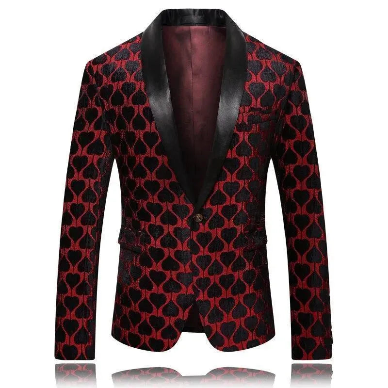 Heidi-Mode | Herren Blazer - Roter Reverskragen Smoking Blazer
