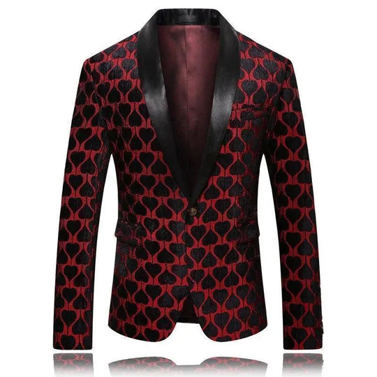 Heidi-Mode | Herren Blazer - Roter Reverskragen Smoking Blazer