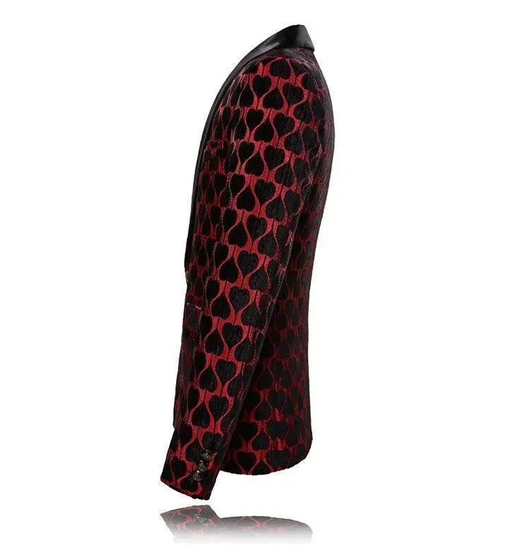 Heidi-Mode | Herren Blazer - Roter Reverskragen Smoking Blazer