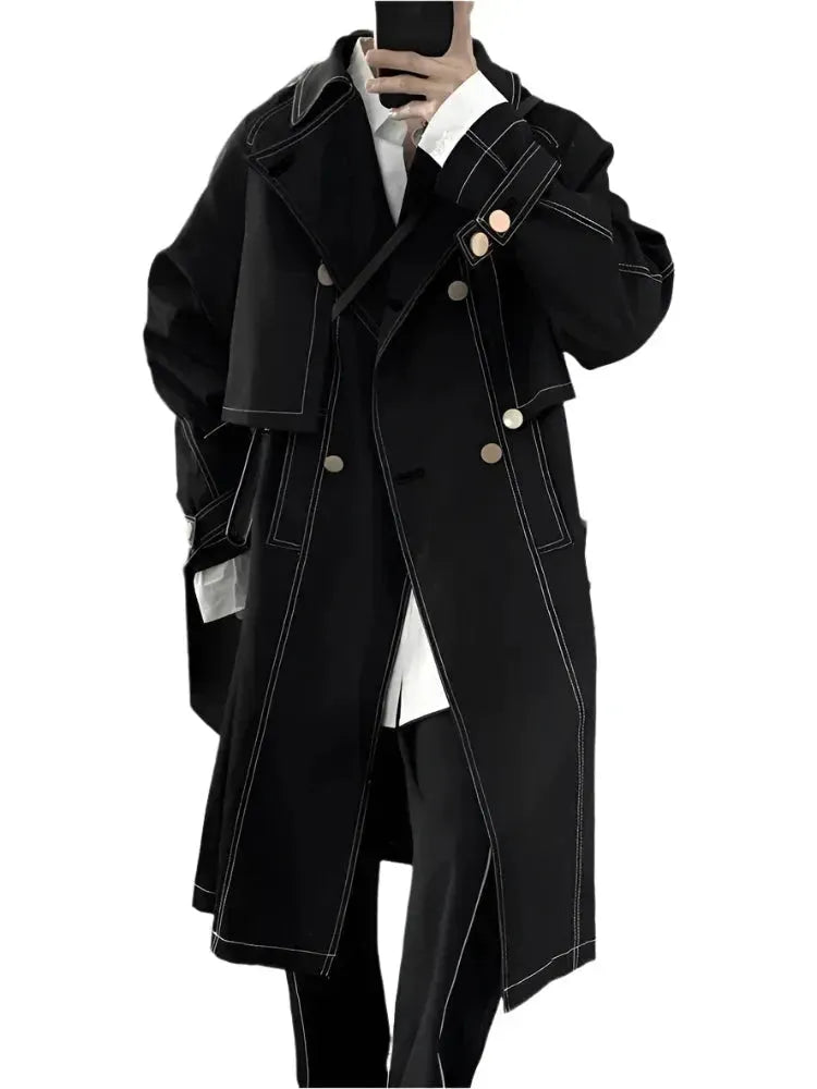 Heidi-Mode | Herren Lässiger Lockerer Doppelreihiger Trenchcoat