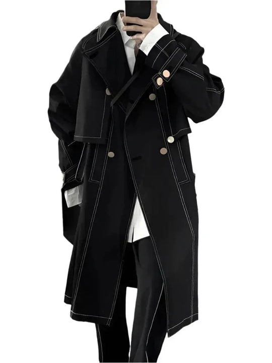 Heidi-Mode | Herren Lässiger Lockerer Doppelreihiger Trenchcoat