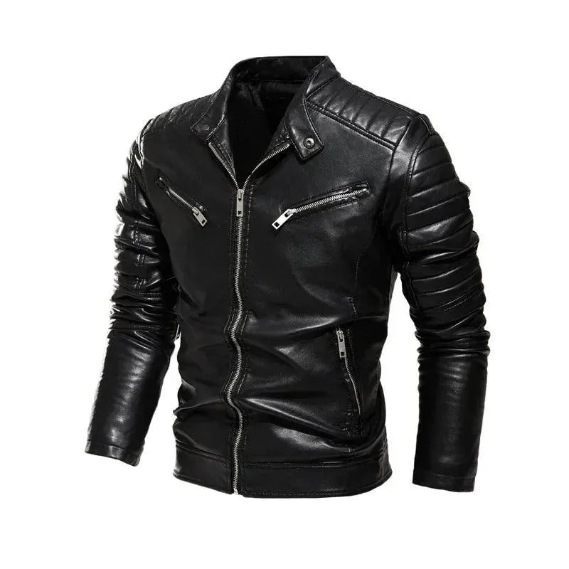 Heidi-Mode | Herren PU-Leder Patchwork Bikerjacke