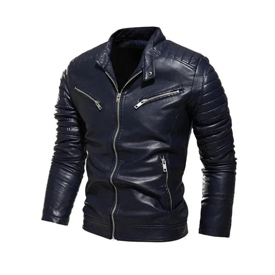 Heidi-Mode | Herren PU-Leder Patchwork Bikerjacke